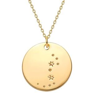 # 123 Zodiac Star  Engraved Horoscope Sign Astrology  18K Gold Plated Chain